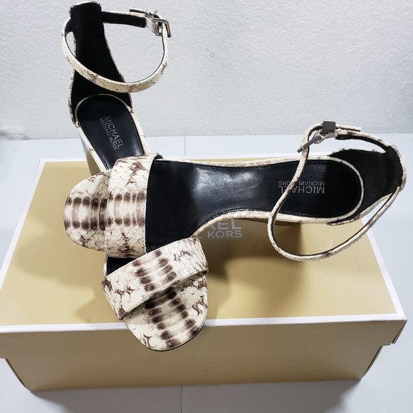 Michael Kors Shoes - Michael Kors Snake Print Wedge Sandal w/Silver Tone Buckle